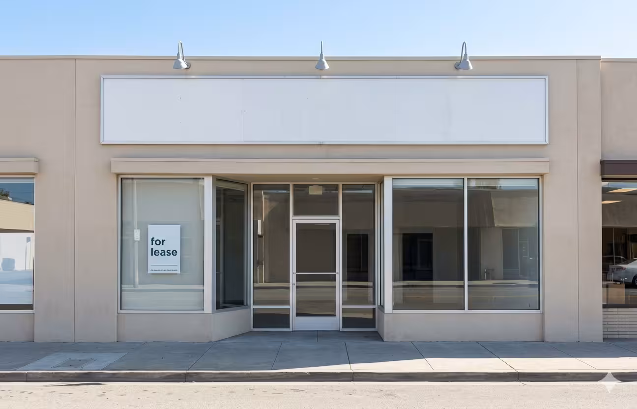 Commercial storefront before signage and branding installation